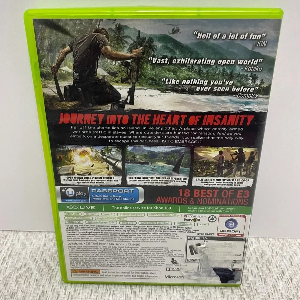 Farcry 3 Video Game for Microsoft Xbox 360 CIB Ubisoft